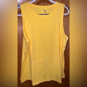 Zuda lemon yellow scoop neck Long and Lean tank top Size 1X sleeveless
